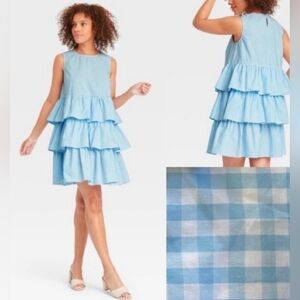 Who What Wear 100% Cotton Blue Gingham Dress XL